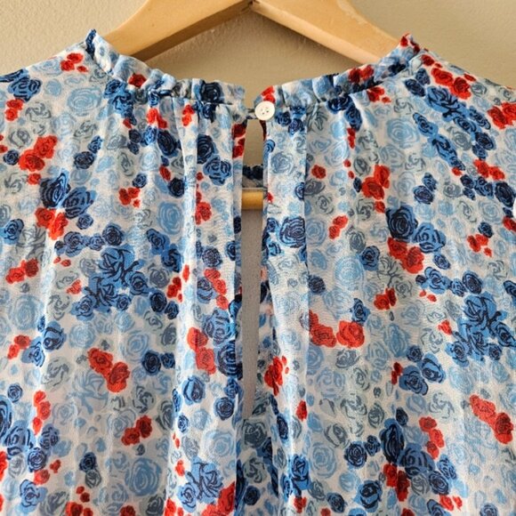 Aritzia Little Moon Rarity Blue Floral Feminine Ruffle Midi Dress Size XS. - Picture 14 of 16